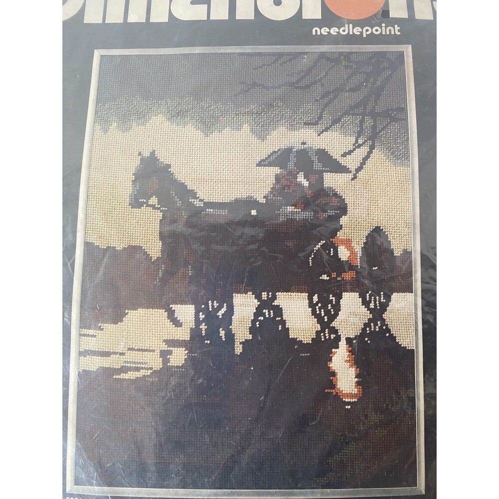 Amish Scene "In The Rain"  12x16 Dimensions Needlepoint Kit